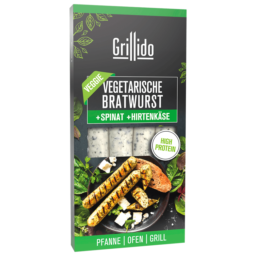 Grillido Bratwurst Spinat & Hirtenkäse vegetarisch 200g